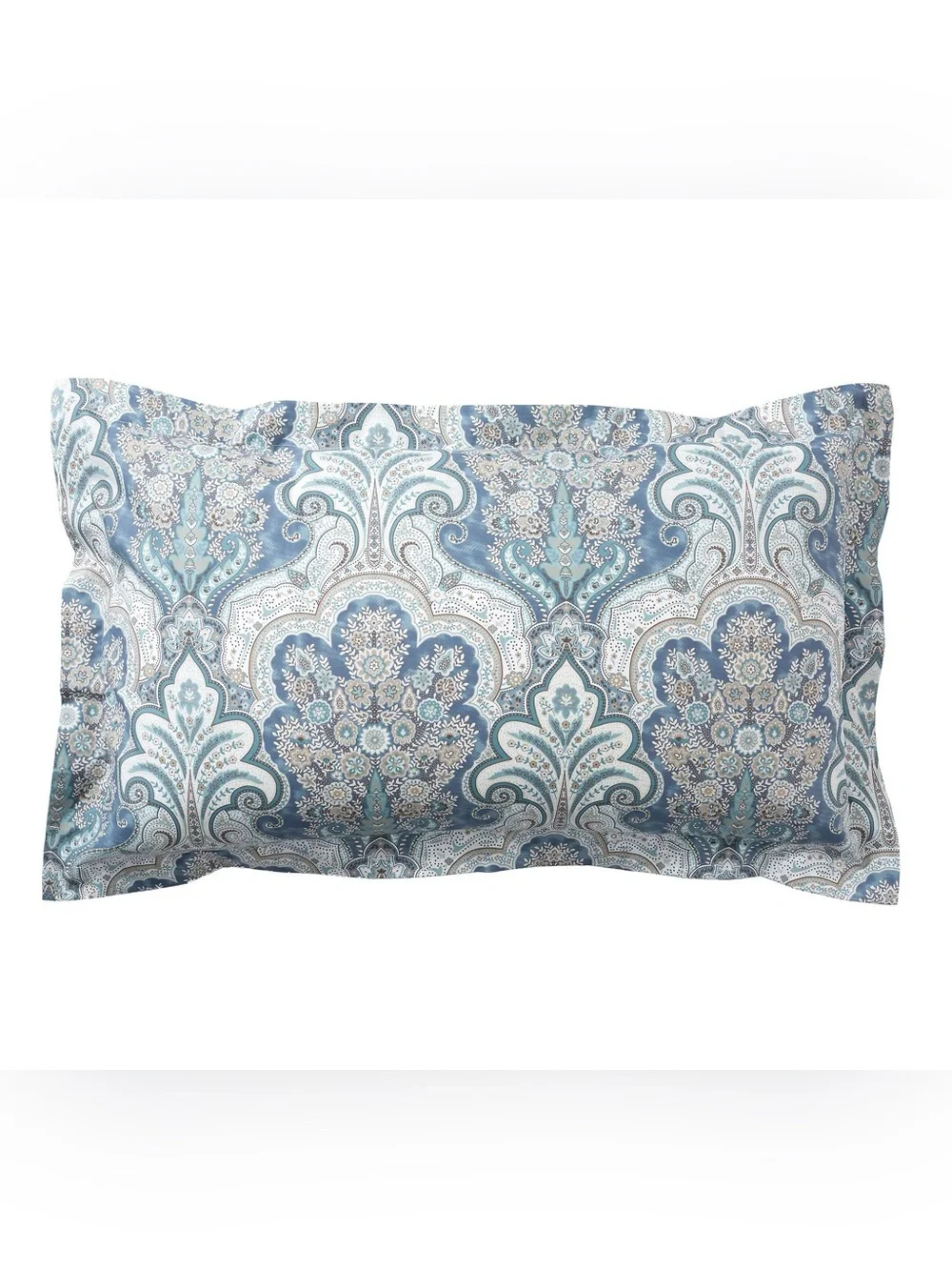 Pottery Barn King Cal King Jordana Paisley Percale Duvet Cover Two Sham Blue